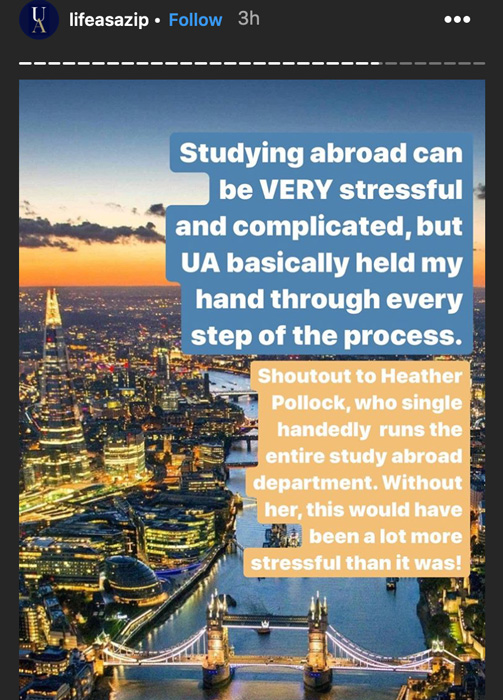 UA学生关于他们留学经历的证明