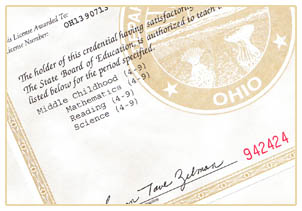 image of teaching license